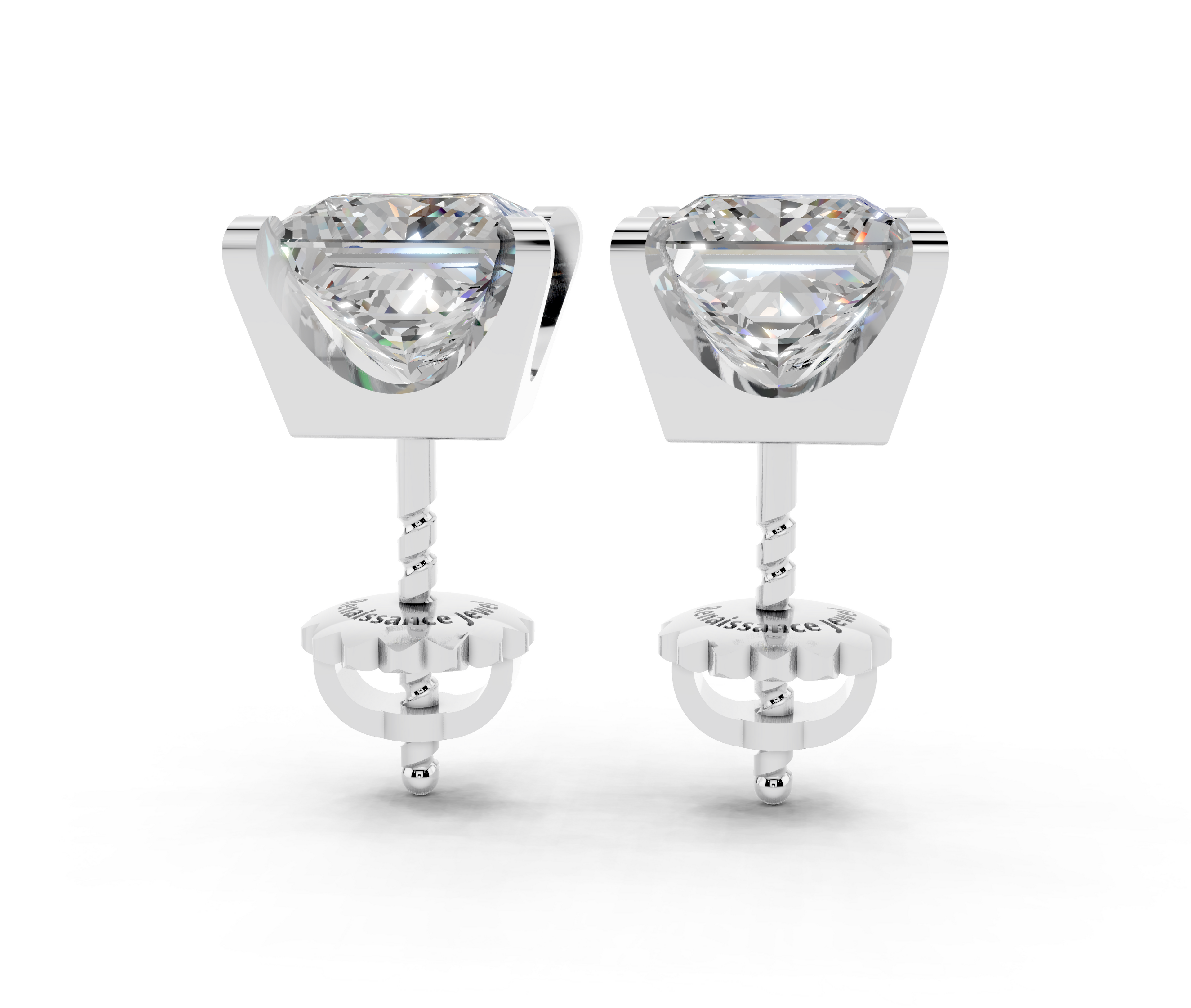 Silver Princess Brilliant Diamond Stud Earrings