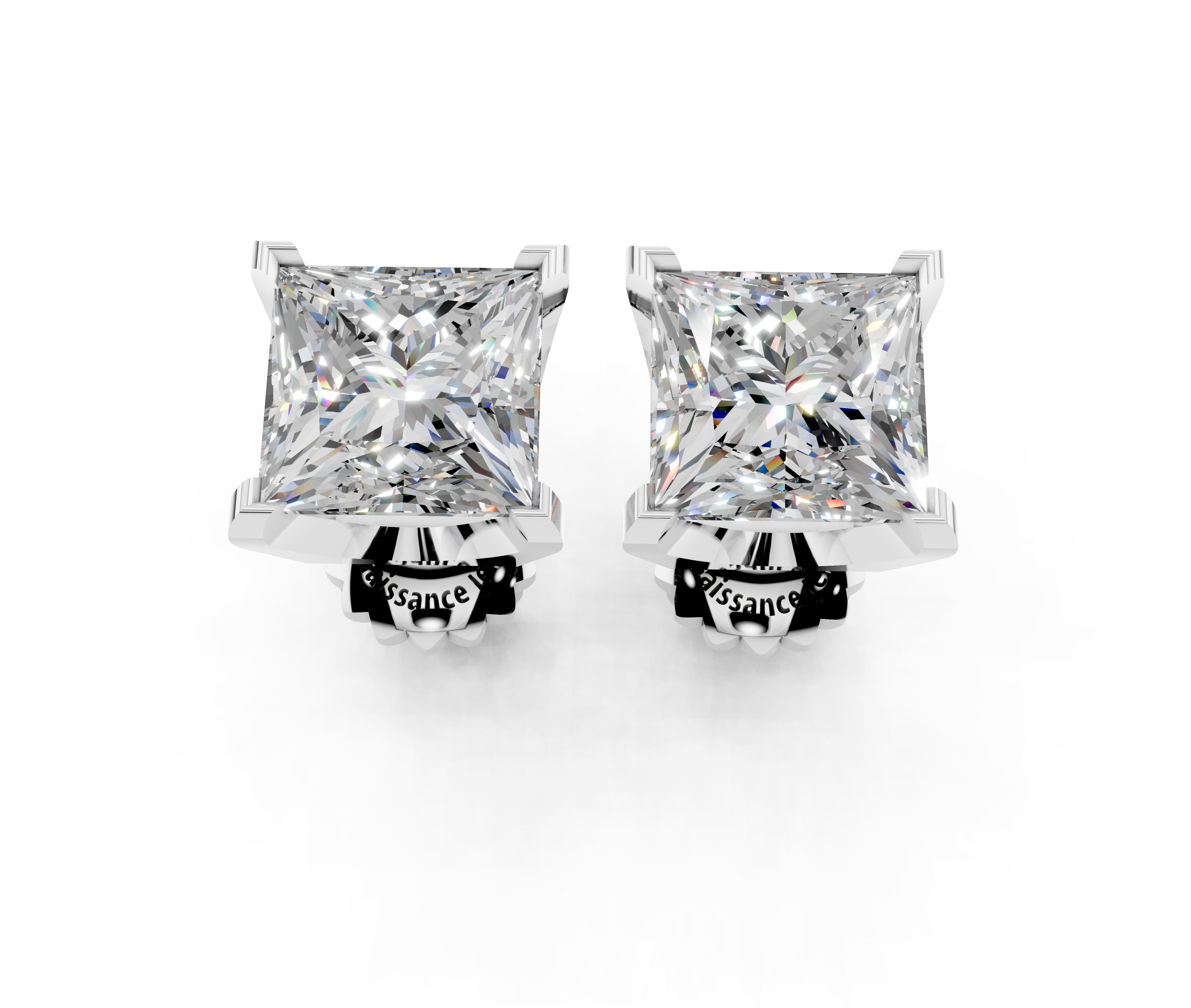 Silver Princess Brilliant Diamond Stud Earrings