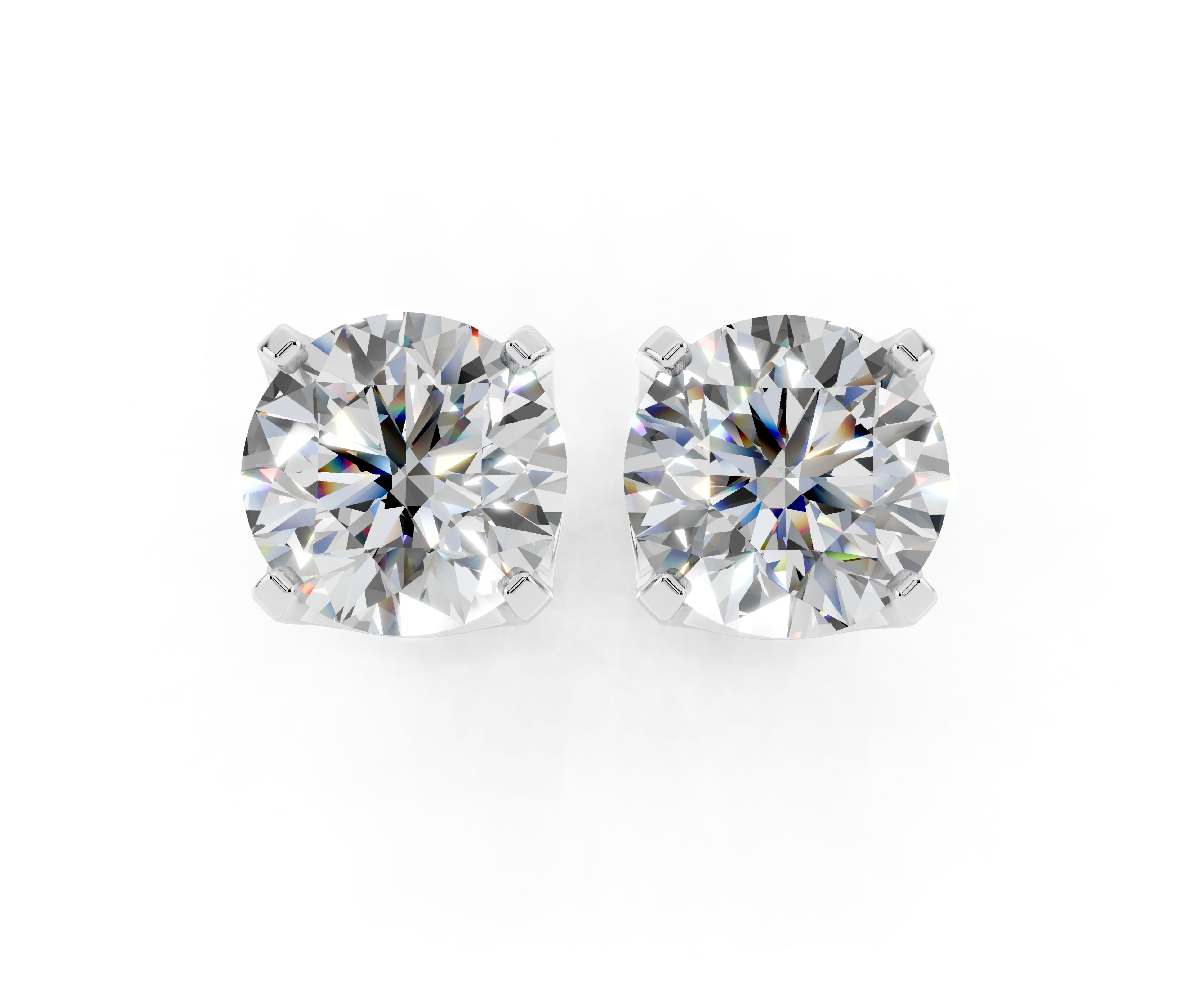 Silver Round Brilliant Diamond Stud Earrings