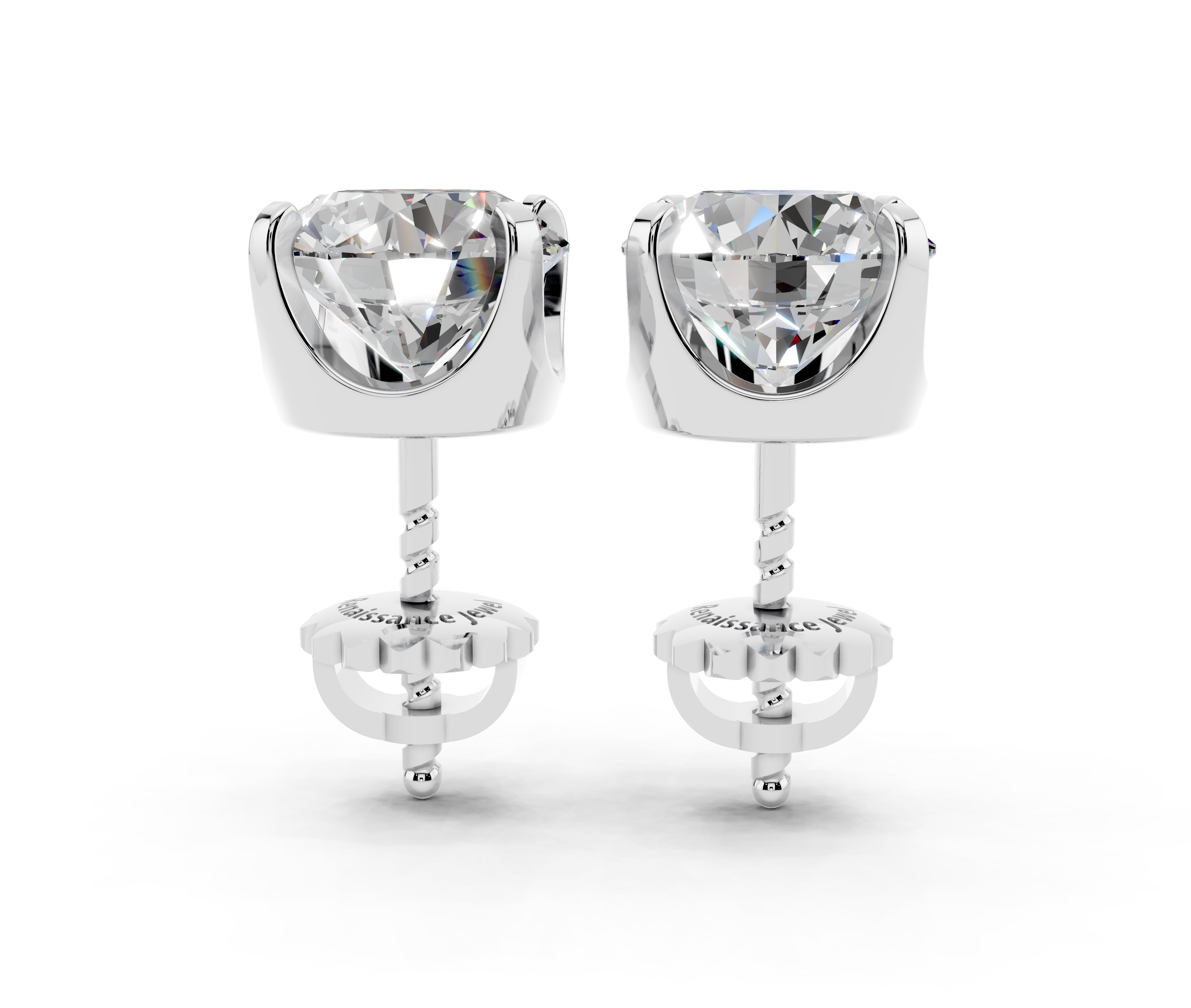 Silver Round Brilliant Diamond Stud Earrings