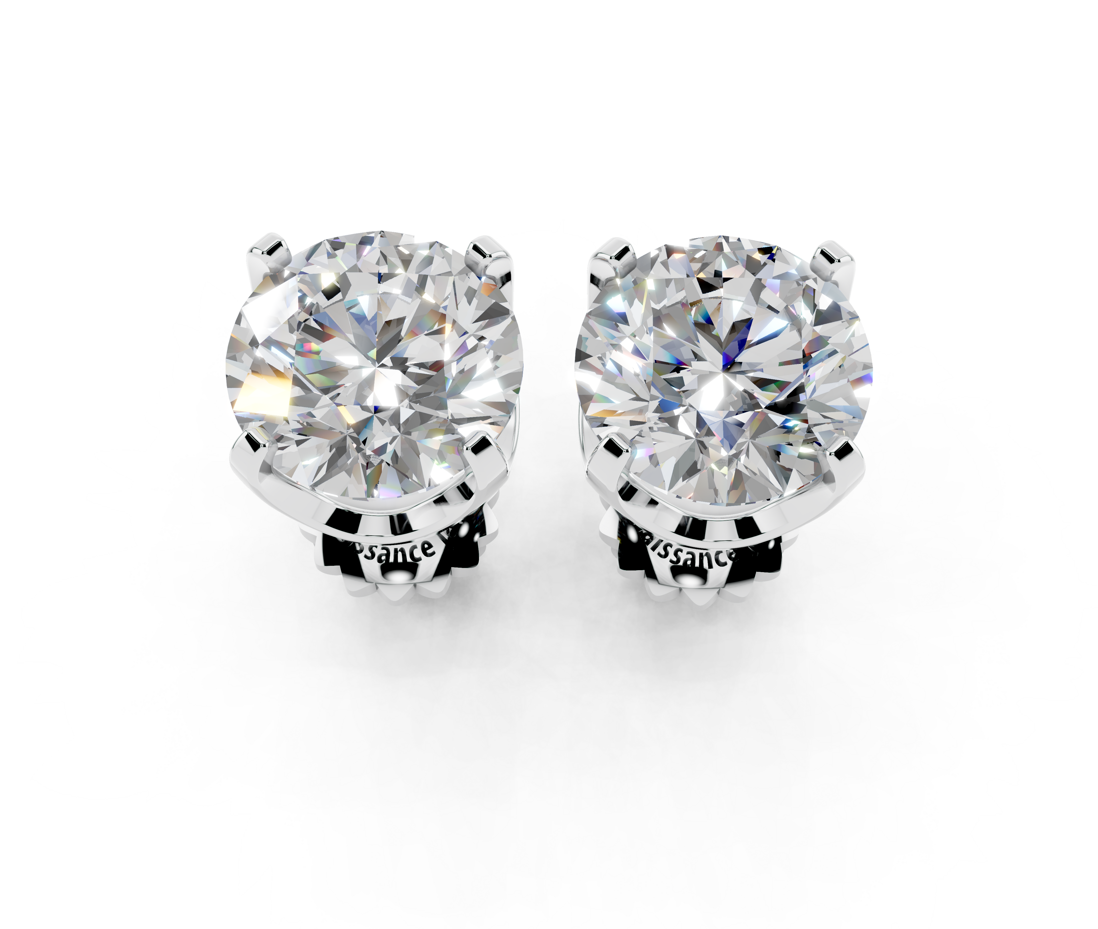Silver Round Brilliant Diamond Stud Earrings