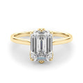 Yellow gold Cushion Cut Solitaire Diamond Ring with Four-Prong Setting and Classic Band