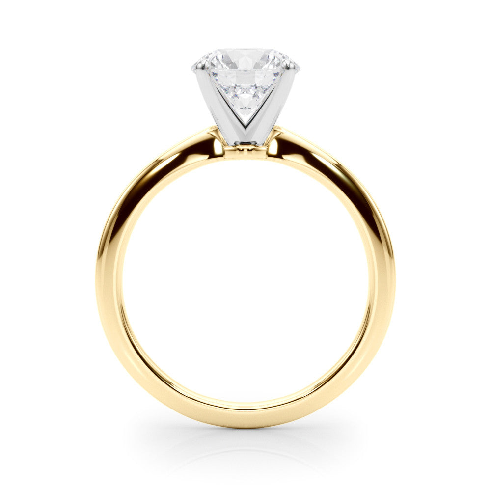 Yellow gold Round Solitaire Engagement Ring with Classic Band and Four-Prong Setting