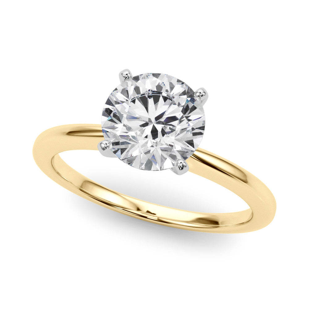 Yellow gold Round Solitaire Engagement Ring with Classic Band and Four-Prong Setting