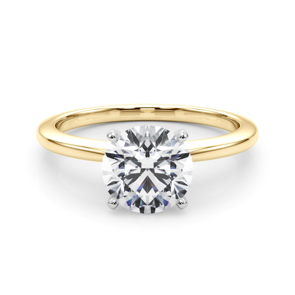 Yellow gold Round Solitaire Engagement Ring with Classic Band and Four-Prong Setting