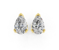 Yellow gold Pear Brilliant Diamond Stud Earrings