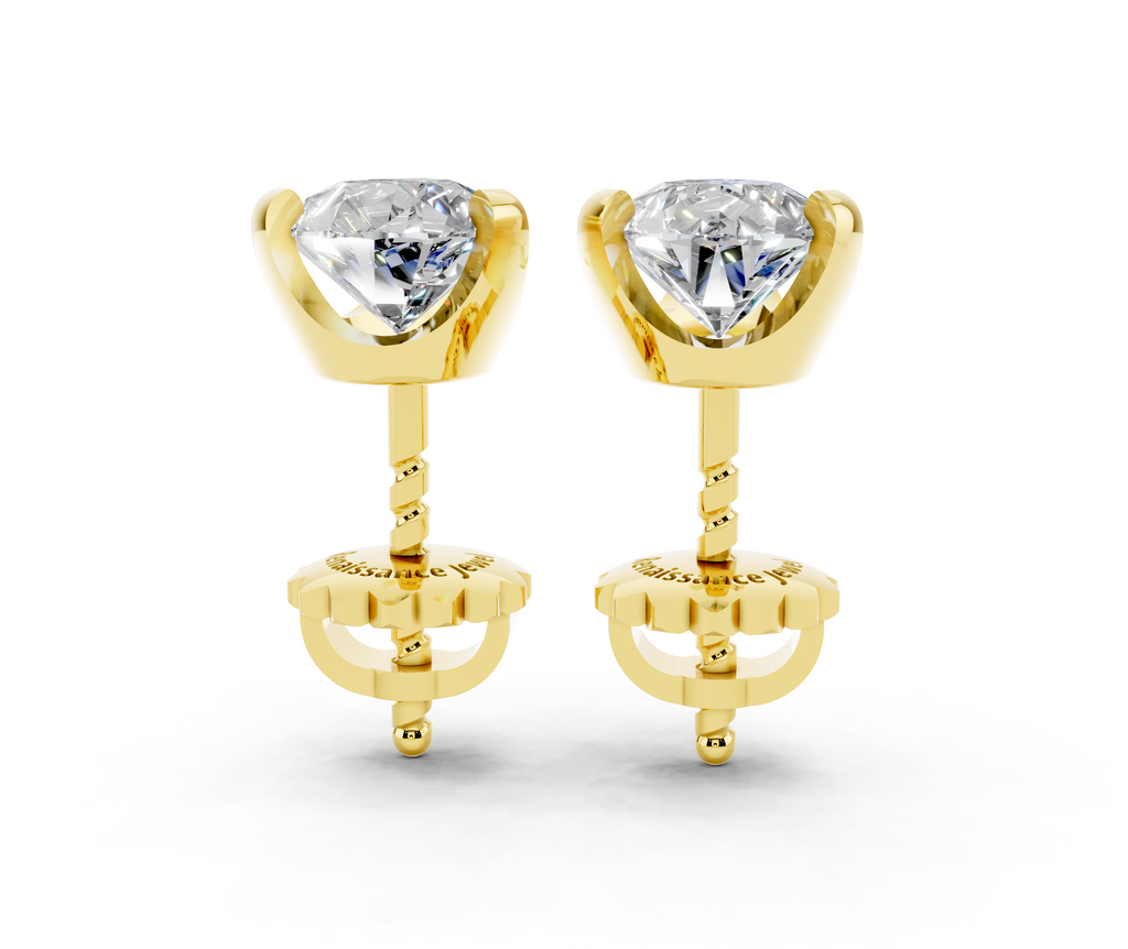 Yellow gold Pear Brilliant Diamond Stud Earrings