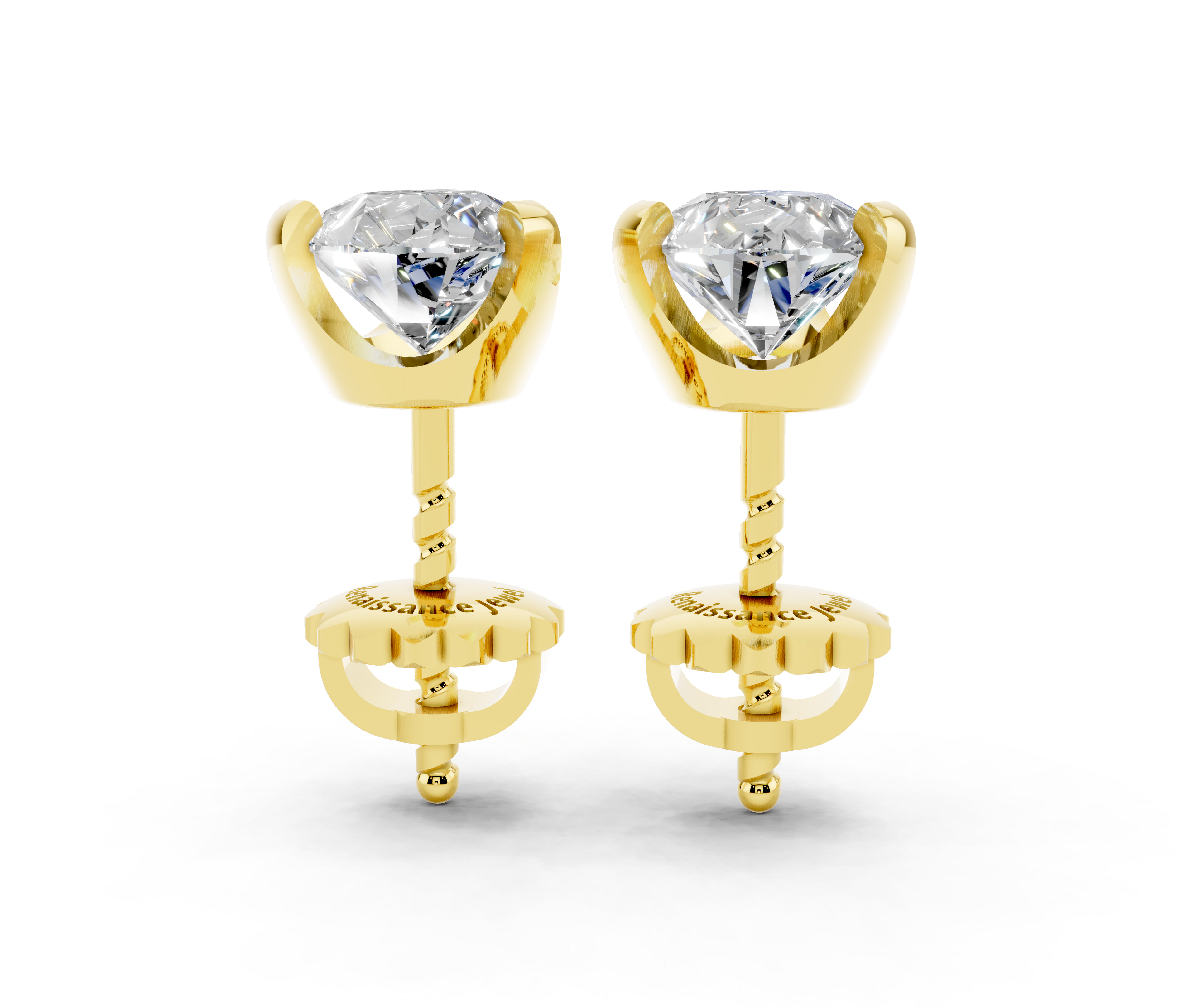 Yellow gold Pear Brilliant Diamond Stud Earrings