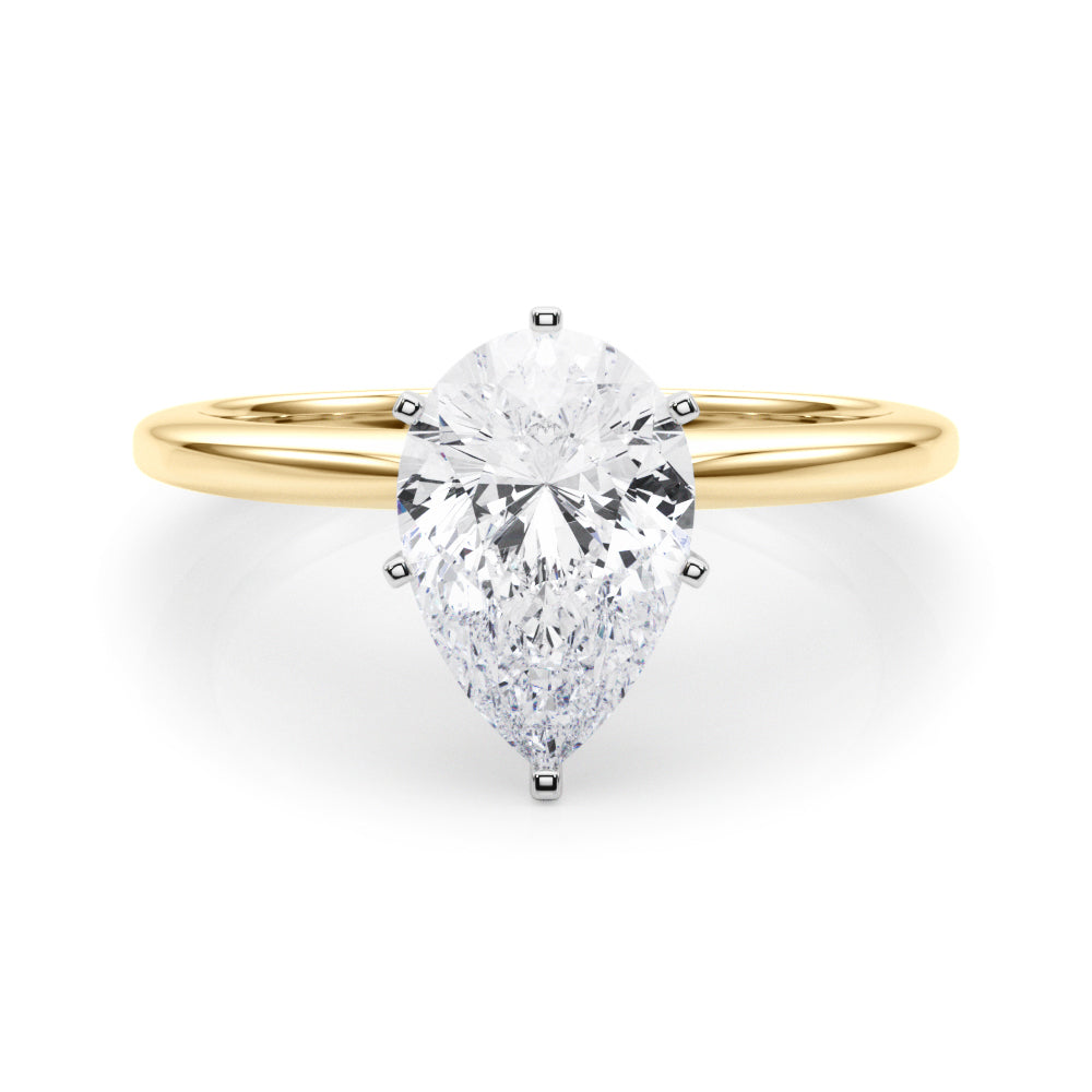 Yellow gold Pear Solitaire Engagement Ring with Classic Band and Four-Prong Setting