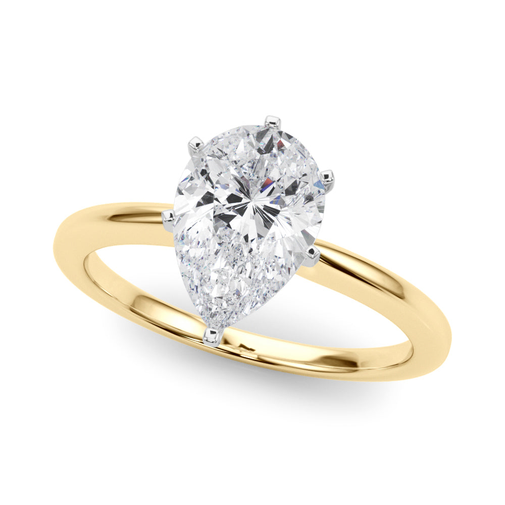 Yellow gold Pear Solitaire Engagement Ring with Classic Band and Four-Prong Setting
