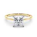 Yellow gold Princess Solitaire Engagement Ring with Classic Band and Four-Prong Setting