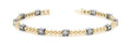 Yellow gold Square Bezel Set Round Diamond Beaded Tennis Bracelet